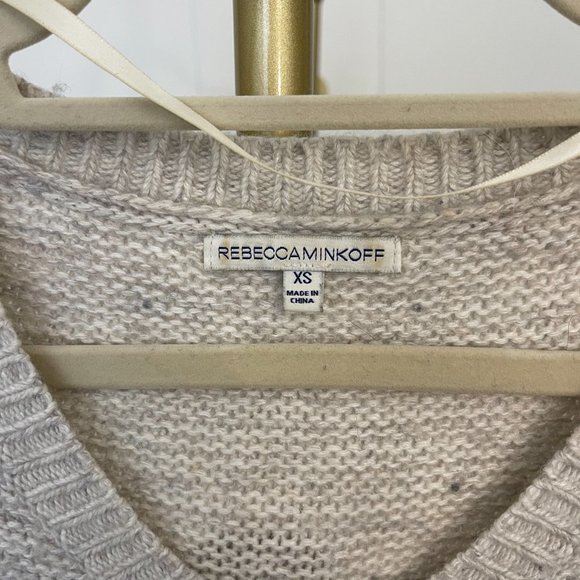 Rebecca Minkoff Page V Neck Cold Shoulder Knit Sweater, Grey Ombré, Size XS - Picture 7 of 9